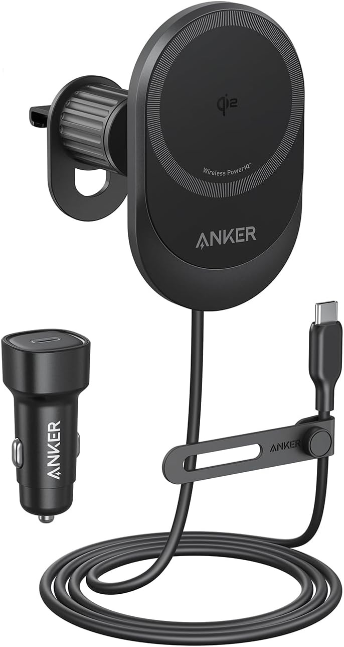 Az eredeti Anker MagGo vezeték nélküli autós töltő (Pad, beépített USB-C kábel). (Kép forrása: Anker)