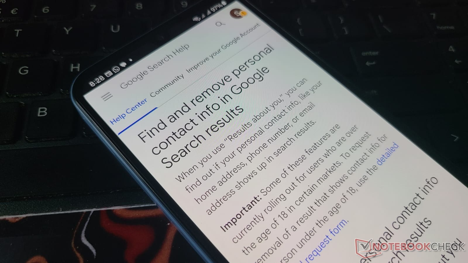 Személyes adatok eltávolítása a Google keresési eredményekből (Kép forrása: Antony Muchiri, Notebookcheck)