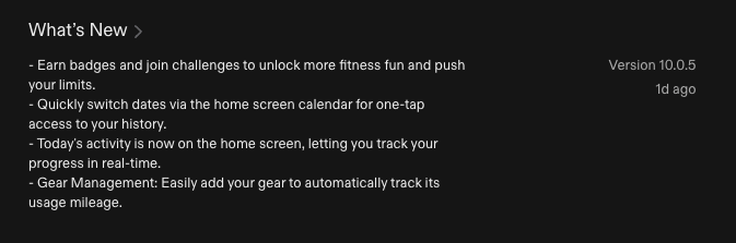 A Zepp alkalmazás 10.0.5 verziójának változásnaplója