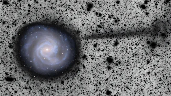Az M61 galaxisból érkező csillagáramlás képe. (A kép forrása: Romanowsky et al. 2025, RNAAS)
