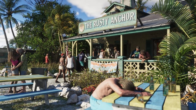A GTA 6-ból származó képernyőkép a The Rusty Anchor bárról.