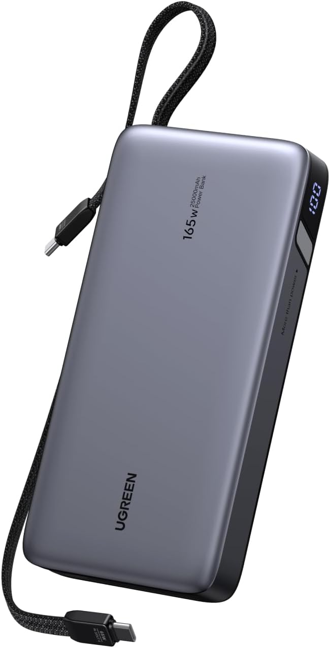 Az Ugreen Nexode Power Bank (140W + 65W, 2 integrált USB-C kábel). (Kép forrása: Ugreen)
