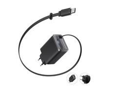 Az Anker Nano Charger (35W) visszahúzható USB-C kábellel rendelkezik, de kihagyja az összehajtható dugókat. (Kép forrása: Anker)