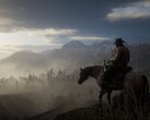 Egy kép, amelyen Arthur Morgan látható a lován a Red Dead Redemption 2-ben.