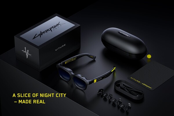 A VITURE x Cyberpunk 2077 Luma Cyber XR szemüveg egy speciális kiskereskedelmi dobozban kerül forgalomba. (Kép forrása: Viture)