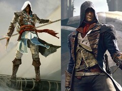 Edward Kenway az Assassin's Creed Black Flagből és Arno Dorian az Assassin's Creed Unityből egymás mellett.