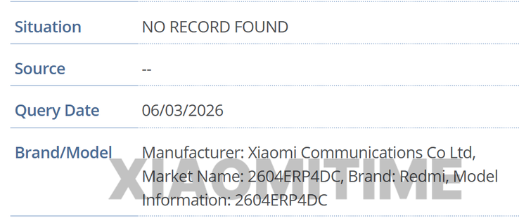 A GSMA listája az új Redmi tabletről. 