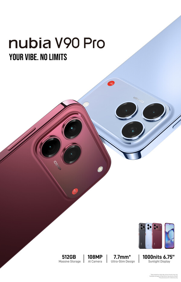 A Nubia V90 Pro megtartja elődje dizájnját, de új színekben érkezik.