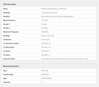A Geekbench 6 listája a Core Ultra 7 270K Plus számára. (Kép forrása: Geekbench)
