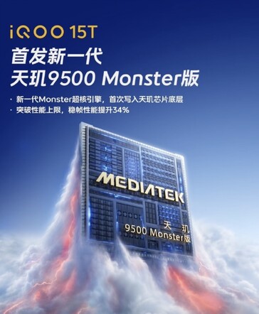 Dimensity 9500 Monster Edition megerősítve az iQoo 15T számára.