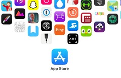 Az App Store logója népszerű alkalmazások ikonjaival. Az Apple-nek most meg kell védenie a boltján kívül történő fizetések után felszámított díjait.