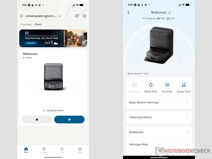 eufy alkalmazás interfész az Omni C28-hoz.