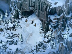 A Thronebreaker: The Witcher Tales című játékból származó, havas tájat ábrázoló kép.