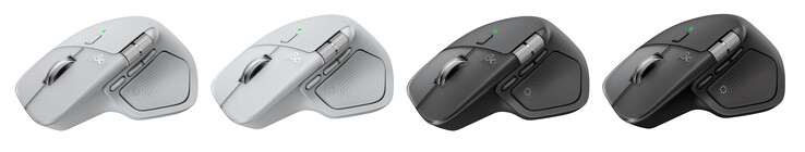 Az MX Master 4 halványszürke, fehér ezüst, grafit és űrfekete színben. (Kép forrása: Logitech)