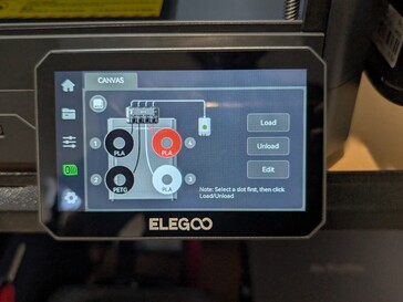 Canvas felhasználói felület a Centauri Carbon 2 érintőképernyőjén.