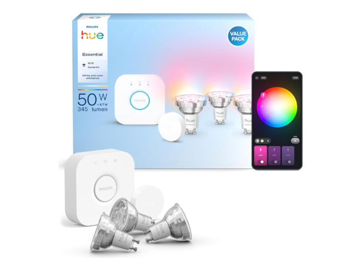 A Philips Hue Essential Starter készlet GU10 izzókkal. (Kép forrása: Philips Hue)