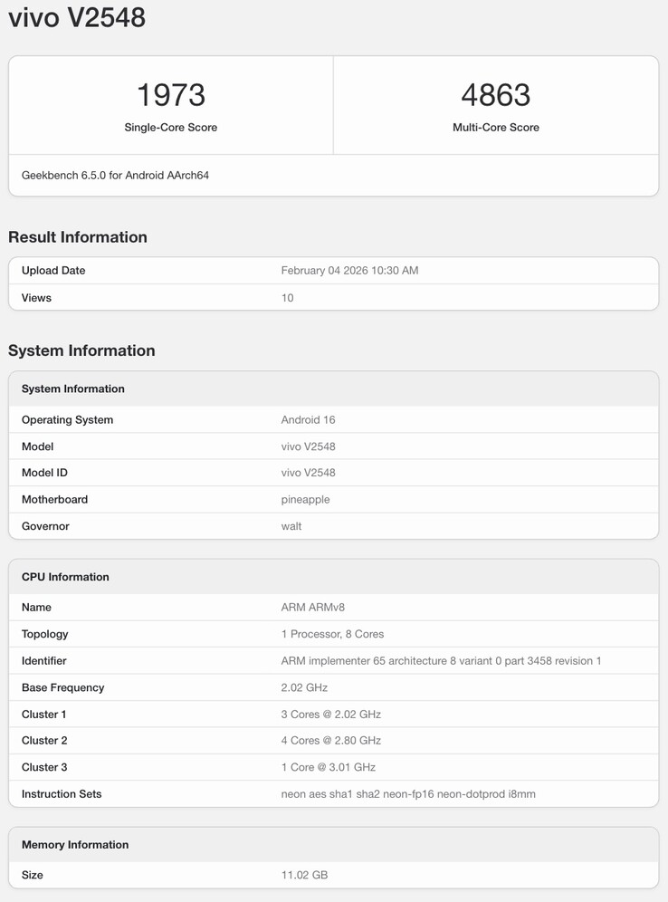 A Vivo V70 Elite felbukkan a Geekbench-en.