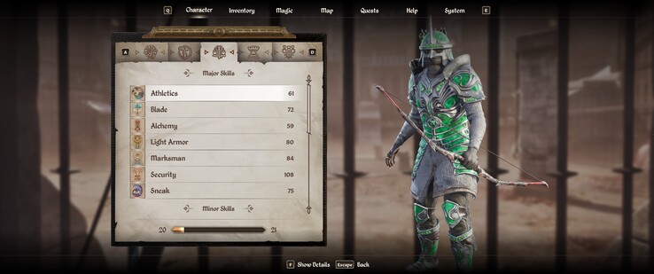 A felhasználói felület vizuálisan is megújult. (Kép forrása: The Elder Scrolls IV: Oblivion Remastered)