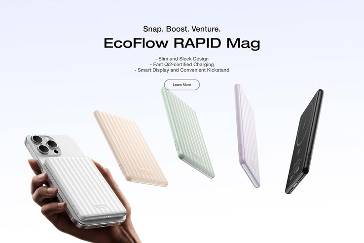 Az EcoFlow Rapid Mag Power Banks jelenleg három színben kapható, bár a marketingképeken (fent) öt szín látható. (Kép forrása: EcoFlow)