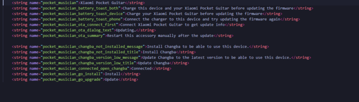Olyan szövegrészek, amelyekből kitűnik, hogy a Xiaomi Pocket Guitar működéséhez párosításra van szükség a Changba alkalmazással
