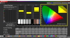 CalMAN ColorChecker (profil: P3, cél színtér: P3)