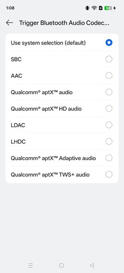 Elérhető Bluetooth audio codec-ek