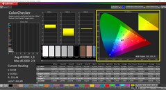 CalMAN ColorChecker (profil: sRGB, cél színtér: sRGB)