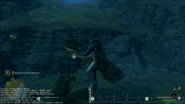 Ez is működik: Hogwarts Legacy a helyi streaming segítségével - figyelje meg a bal alsó sarokban lévő teljesítménymérőket (Kép forrása: Notebookcheck)