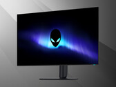 Az Alienware AW3226Q 32 hüvelykes 4K OLED monitor elülső része szögből nézve