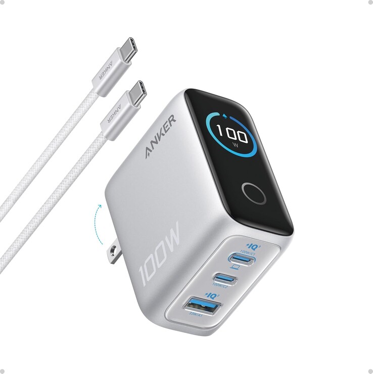 Az Anker töltő (100W, 3 csatlakozó, intelligens kijelző). (Kép forrása: Anker)