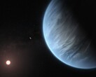 Egy művész által készített illusztráció, amely egy exoplanétát és egy csillagot ábrázol.