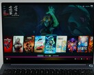 AIM MAX+ laptop, amelyen Bazzite fut, és olyan játékok, mint a Spider-Man 2, The Witcher 3, és a Hades látható az indítóprogramban... (Kép forrása: ETA PRIME a YouTube-on)