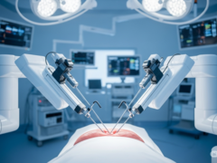 A sebészrobot szemléltető képe munka közben (Kép forrása: AI-generált kép)