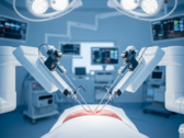 A sebészrobot szemléltető képe munka közben (Kép forrása: AI-generált kép)