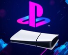 A PS5 Digital konzol vízszintesen áll a PlayStation logó alatt