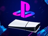 A PS5 Digital konzol vízszintesen áll a PlayStation logó alatt