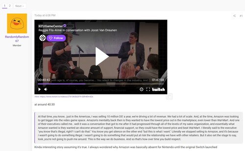 Reggie Fils-Aimé interjúja az Amazon kommentárjaival látható