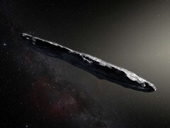 A valaha felfedezett első csillagközi aszteroida, az 1I/ʻOumuamua illusztrációja. (Kép forrása: ESO, M. Kornmesser)