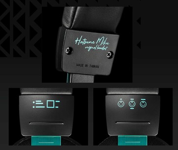 Az Audio-Technica Hatsune Miku ATH-M50xSTS-USB MIKU fejhallgatóban mindenütt megtalálhatók Miku dizájnelemek. (Kép forrása: Audio-Technica)