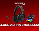 A HyperX Cloud Alpha 2 vezeték nélküli fejhallgató egy bázisállomással érkezik. A képen: egy promóciós kép a szettről. (Kép forrása: HP - szerkesztve)