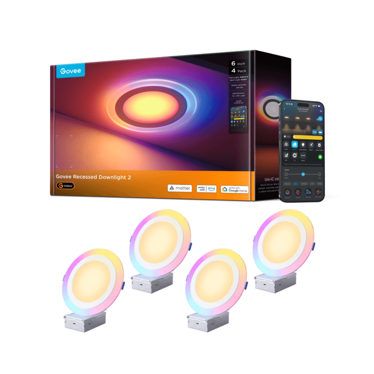 A Govee 6 hüvelykes Smart Recessed Lights Pro éjszakai fénnyel. (Kép forrása: Govee)