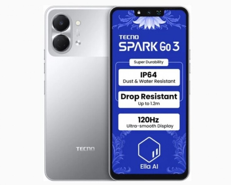 A Tecno Spark Go 3 okostelefon 6,74 hüvelykes LCD kijelzővel rendelkezik (Kép forrása: Tecno)