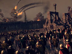 A Total War: Attila című játékból származó kép, amelyen ostrom és onagerek láthatók.