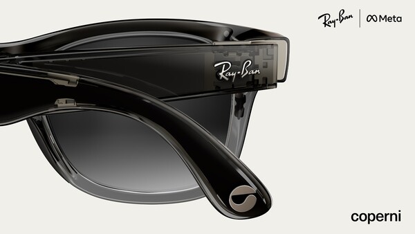 A Ray-Ban Meta x Coperni Limited Edition szemüvegkeret átlátszó fekete. (Kép forrása: Meta)