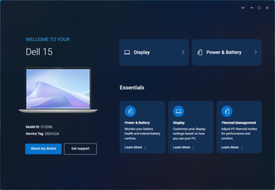 Dell Optimizer: Landing page
