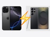 A Samsung Galaxy S25 Ultra a PhoneBuff sebességtesztjében az iPhone 16 Pro Max-nak adott esélyt. (Kép forrása: Apple, Samsung, szerk.)