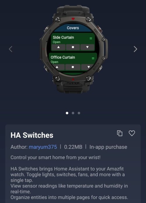 A HA Switches Zepp Mini alkalmazás Amazfit okosórákhoz