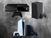 Xbox One, Xbox Series X, PS4 és PS5 konzolok a képen (Kép forrása: Microsoft Gaming, Sony PlayStation, szerkesztés)