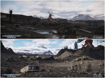 Fejlesztés alatt álló képernyőképek a Blue Mars pályáról a Fragmentary Orderből.