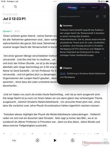 Egy német nyelvű felolvasást szó szerint rögzítettek, majd a mesterséges intelligencia segítségével megfelelően szerkesztettek.